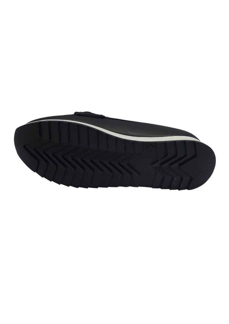 Kadın Siyah Taşlı Tokalı Comfort Loafer Ayakkabı, Rahat Taban, Düz Kadın Babet Ayakkabı