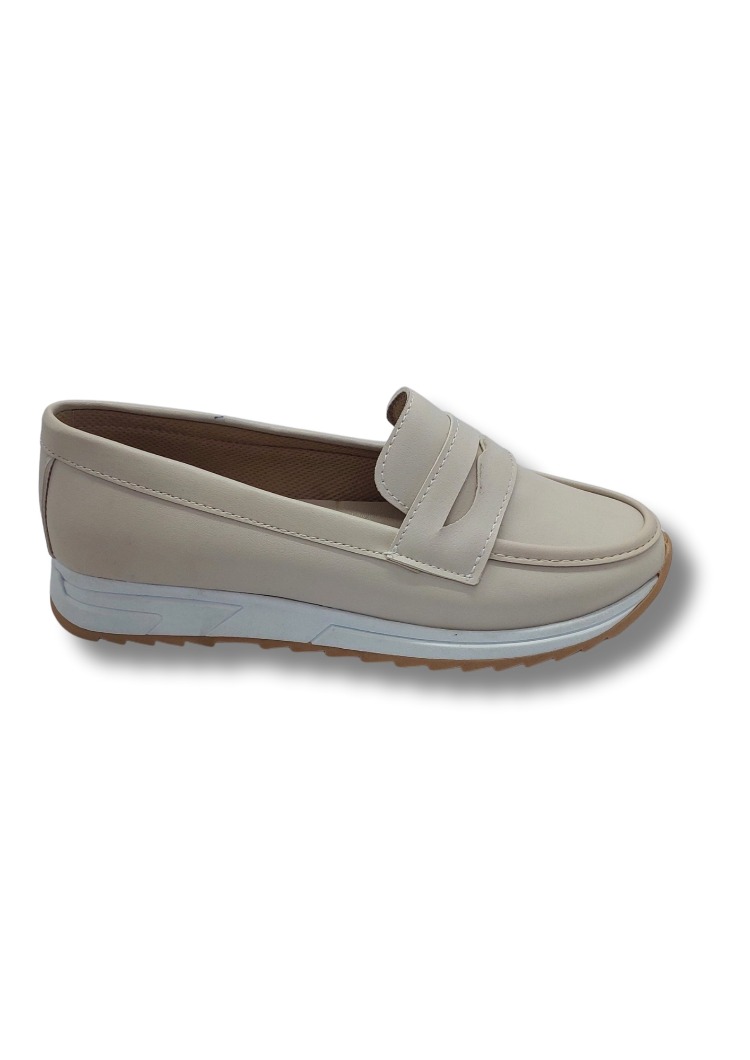 Kadın Rahat Comfort Taban Hafif Düz Topuklu Bağcıksız Loafer Babet Ayakkabı tarzklkrembabet1