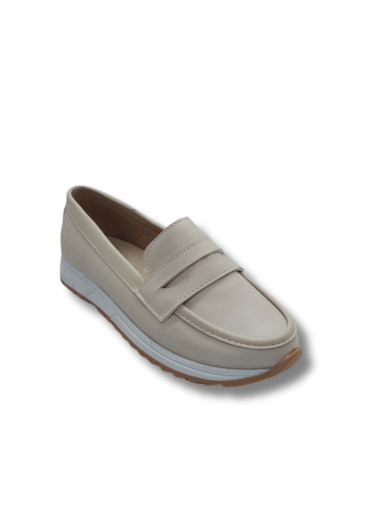 Kadın Rahat Comfort Taban Hafif Düz Topuklu Bağcıksız Loafer Babet Ayakkabı tarzklkrembabet1