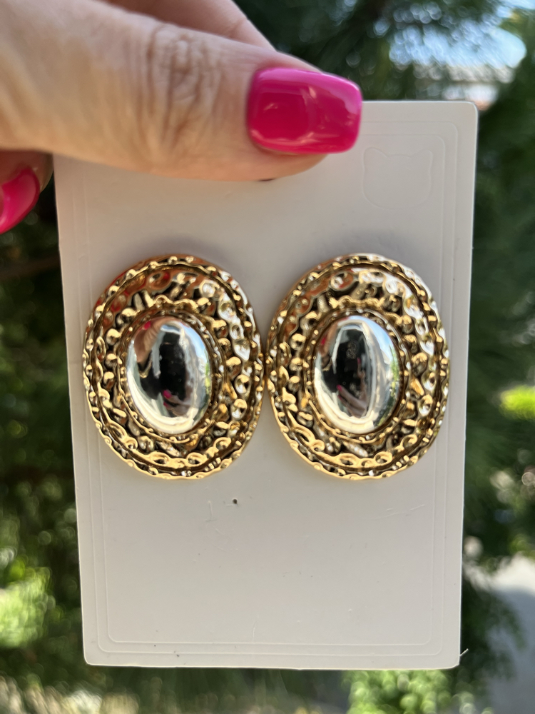 Silver detay gold küpe 