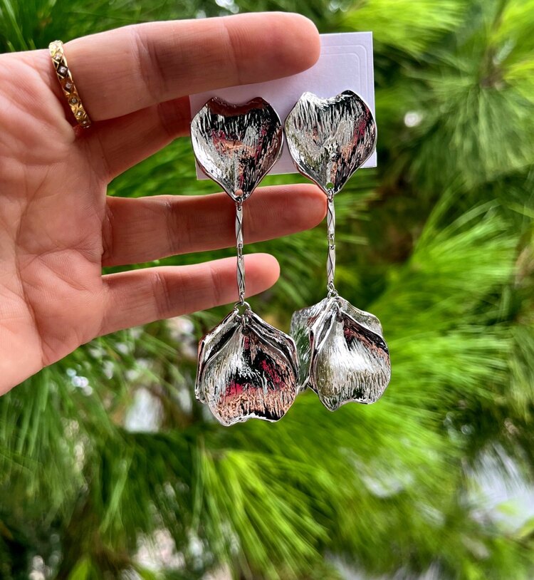 Silver uzun yaprak küpe 