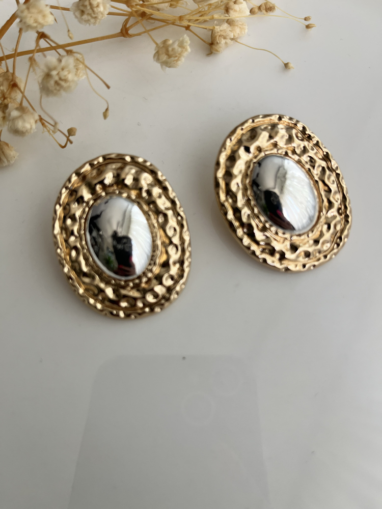 Silver detay gold küpe 