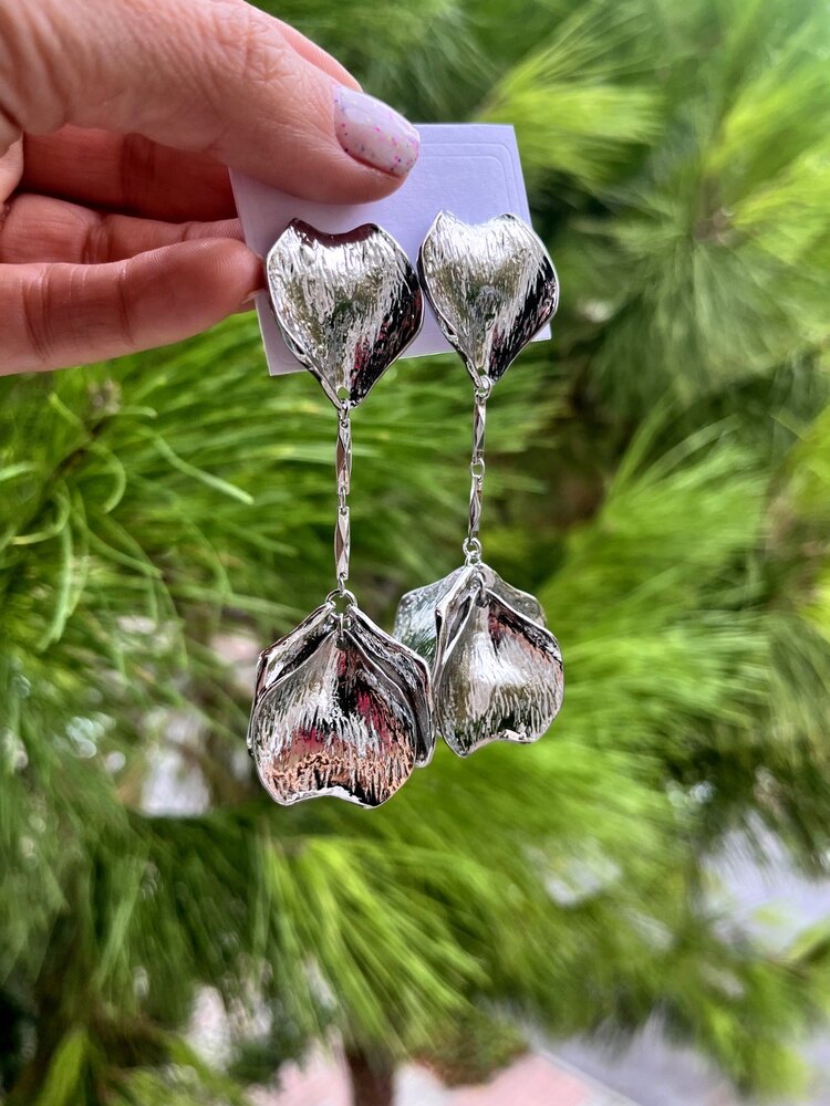 Silver uzun yaprak küpe 