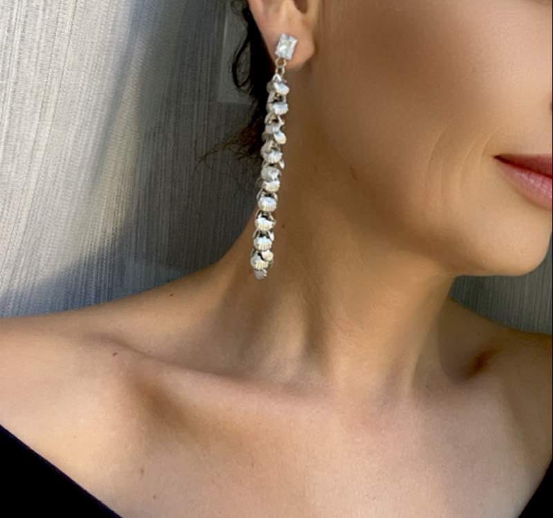 Silver deniz kabuklu sallantılı küpe