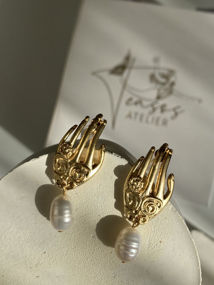 Carved Hand Figure Earrings