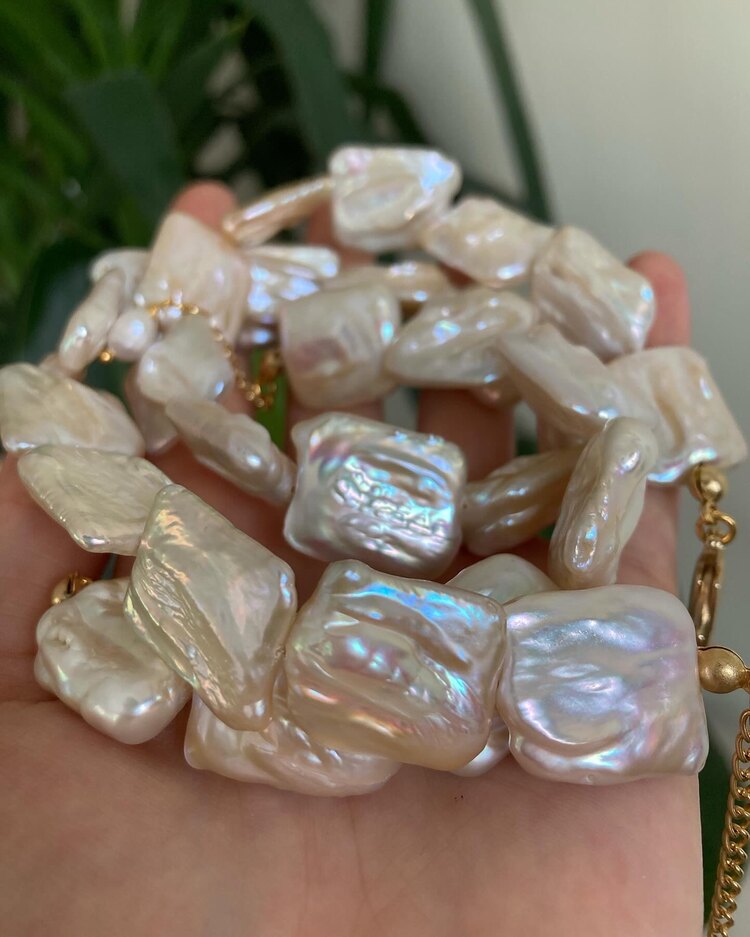 Rectangle Keshi Pearl Bracelet