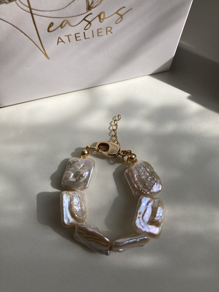 Rectangle Keshi Pearl Bracelet