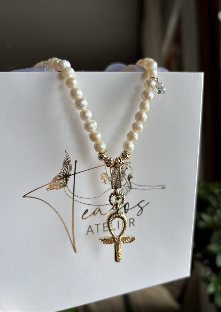 Ankh | Yaşam Anahtarı İnci Kolye