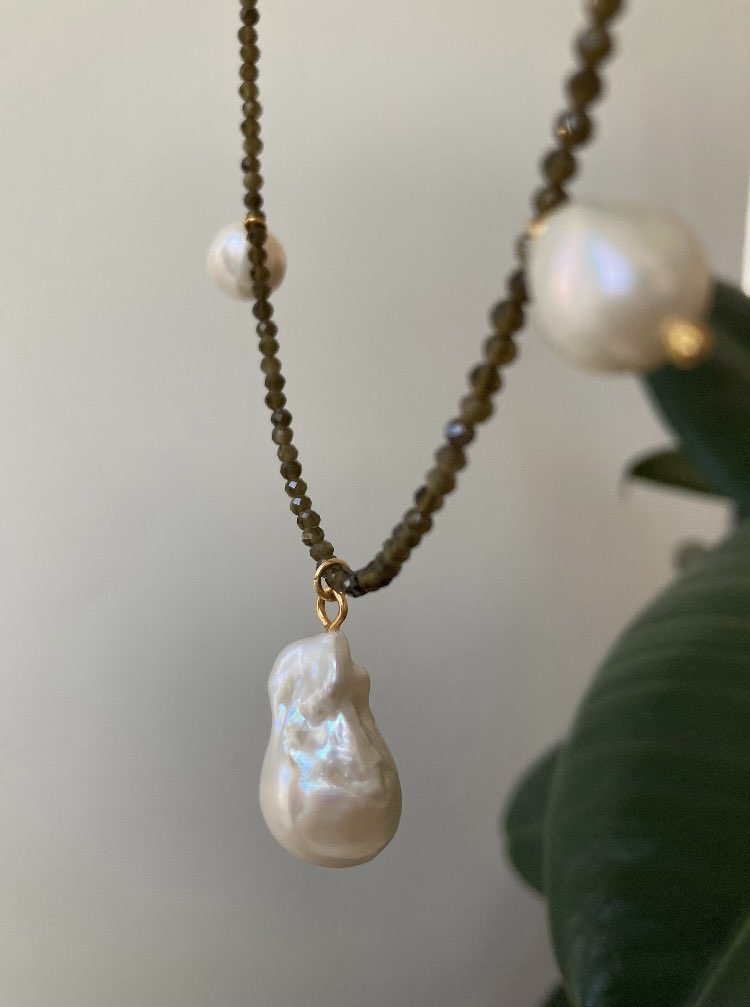 Obsidian x Baroque Pearl Necklace