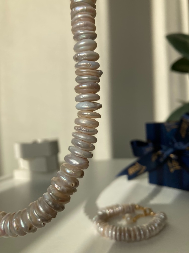 Disc Pearl Necklace