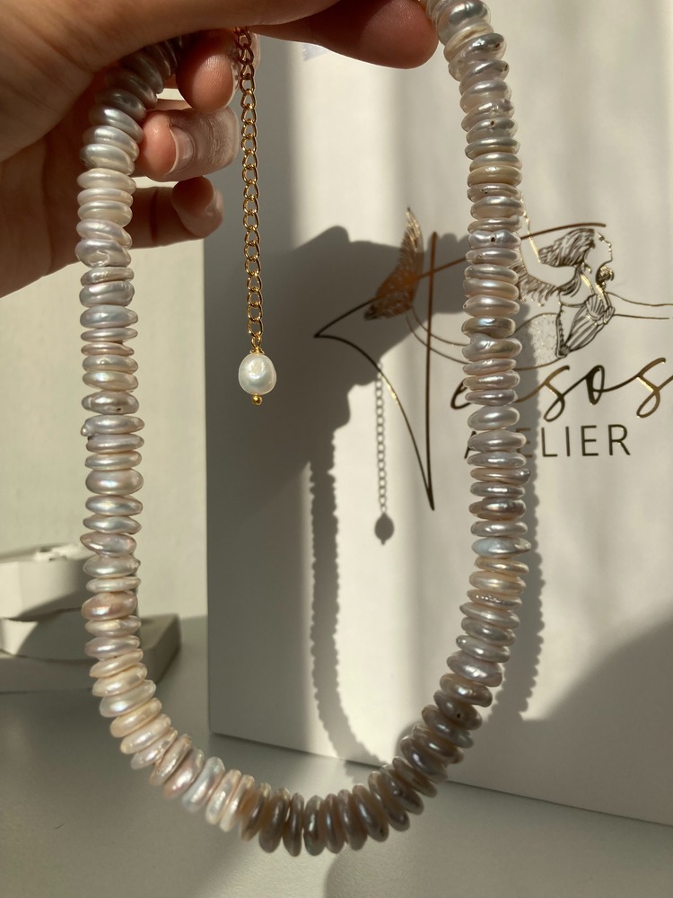 Disc Pearl Necklace