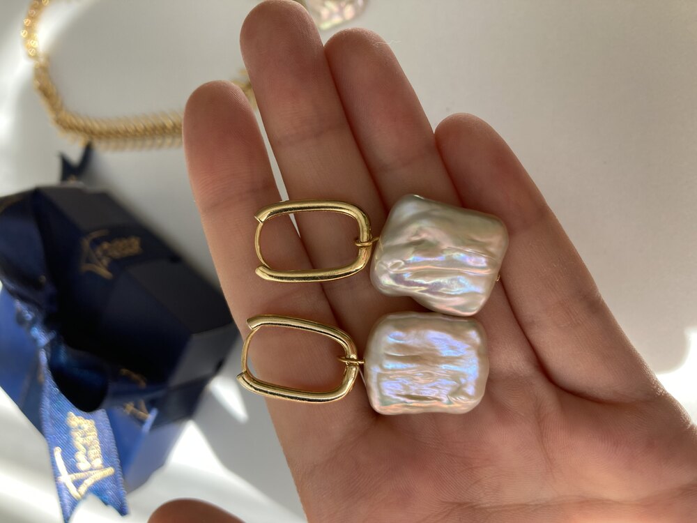 Rectangle Pearl Earrings