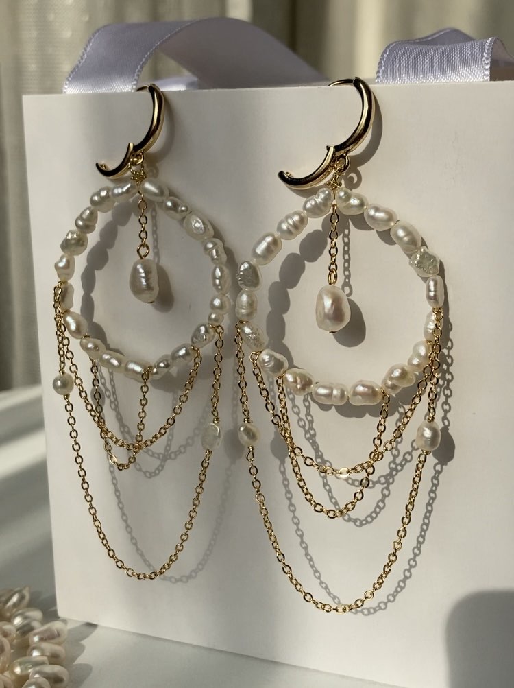 Circular Chandelier Pearl Earrings
