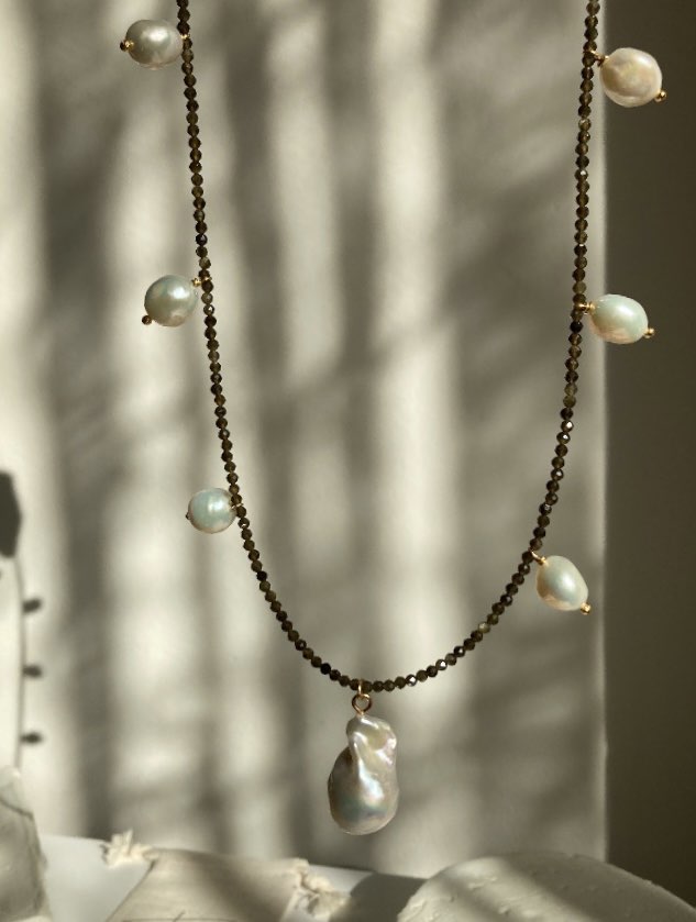 Obsidian x Baroque Pearl Necklace