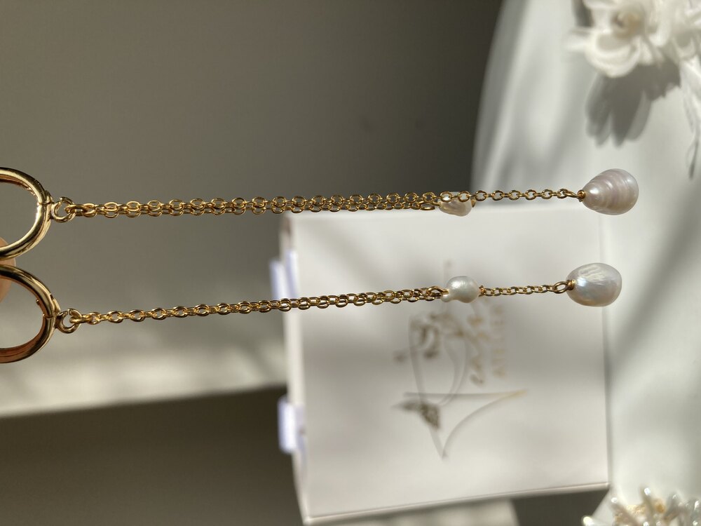 Chain Pearl Drop Earrings