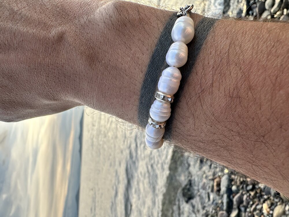 For Men | Stainless Steel Pearl Bracelet