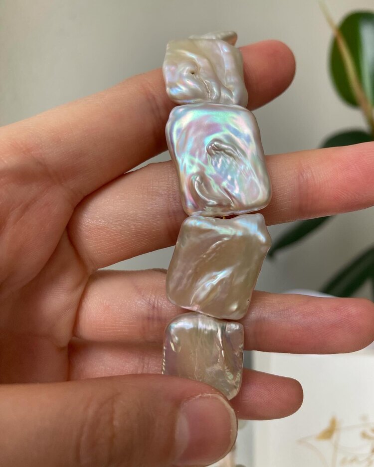 Rectangle Keshi Pearl Bracelet