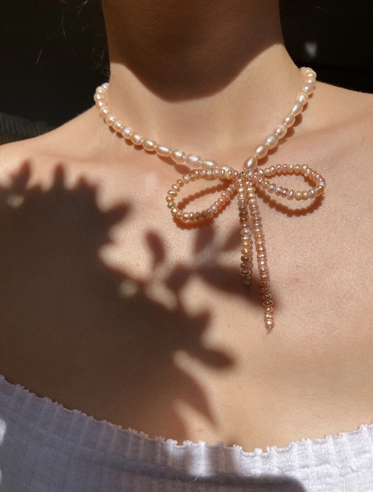 Gün batımının son ışıkları | Peachy Pearl Necklace