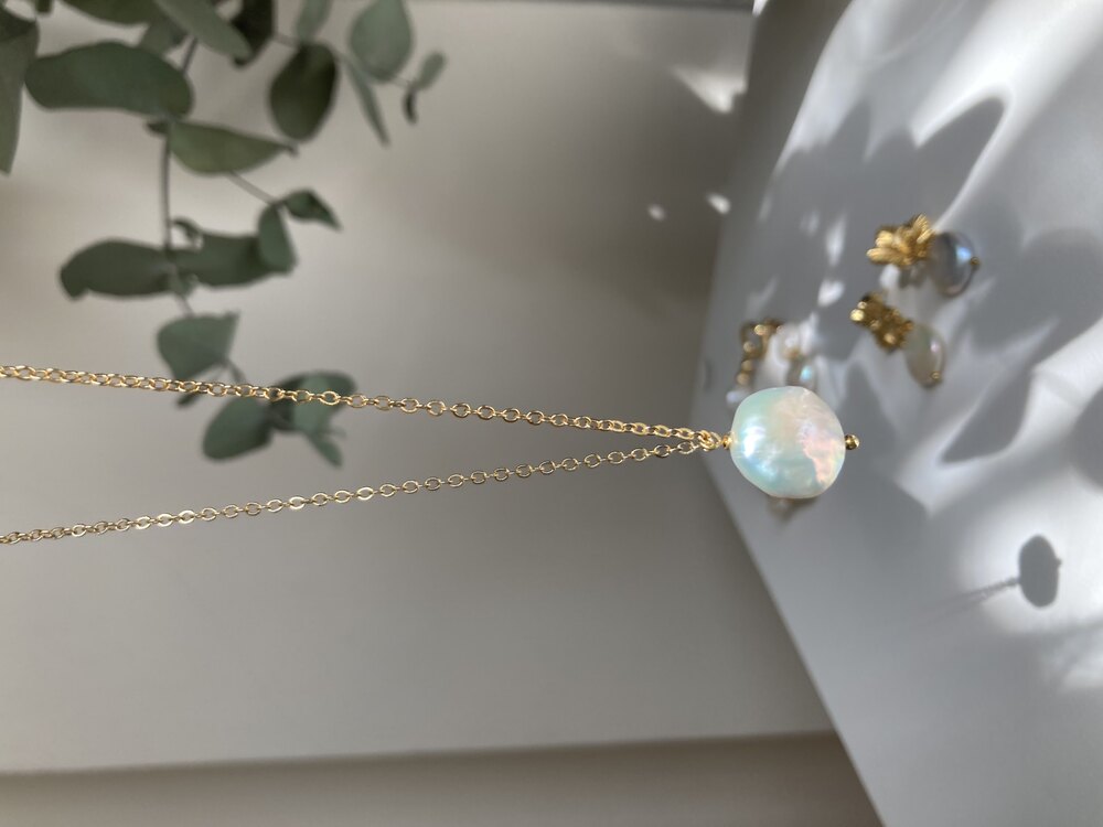 Coin Pearl Chain Necklace