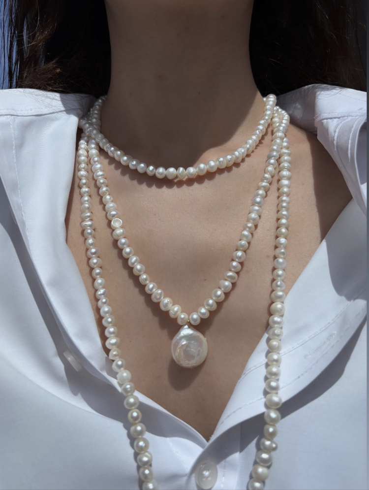 Super Long Baroque Pearl Necklace 