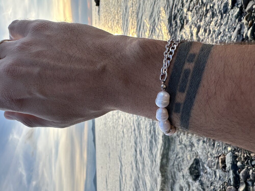 For Men | Stainless Steel Pearl Bracelet