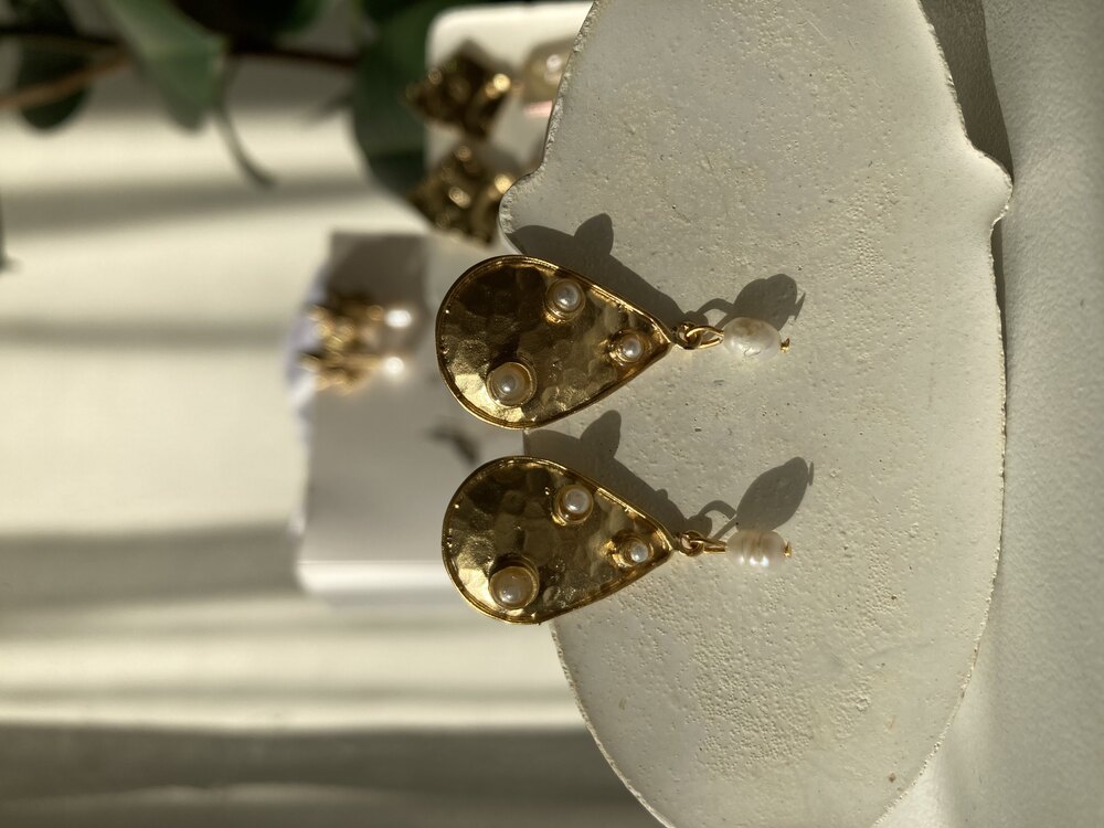 Enamel Crushed Brass Earrings