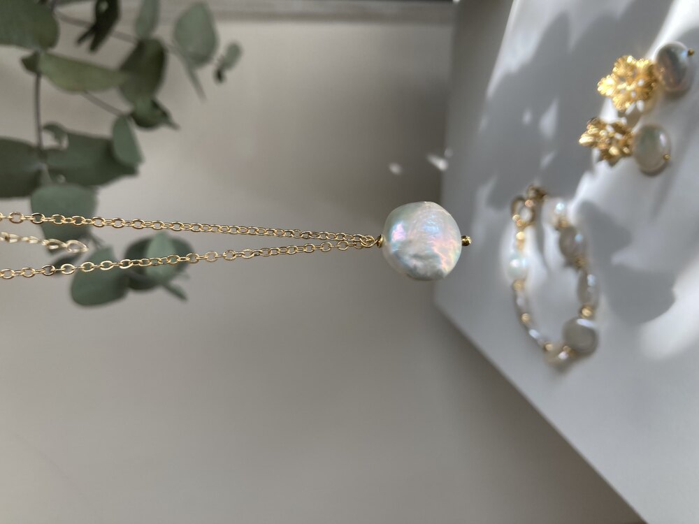 Coin Pearl Chain Necklace