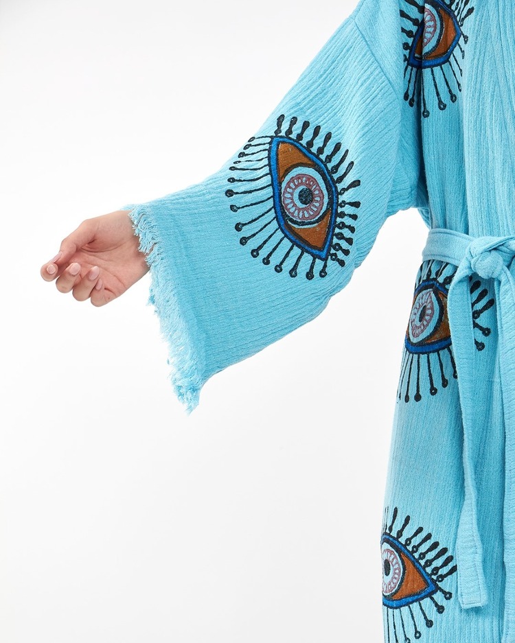 Orange Eye Baby Blue Tall Kimono