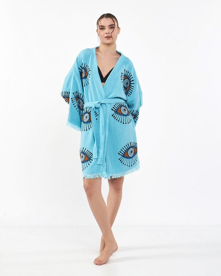 Orange Eye Baby Blue Tall Kimono