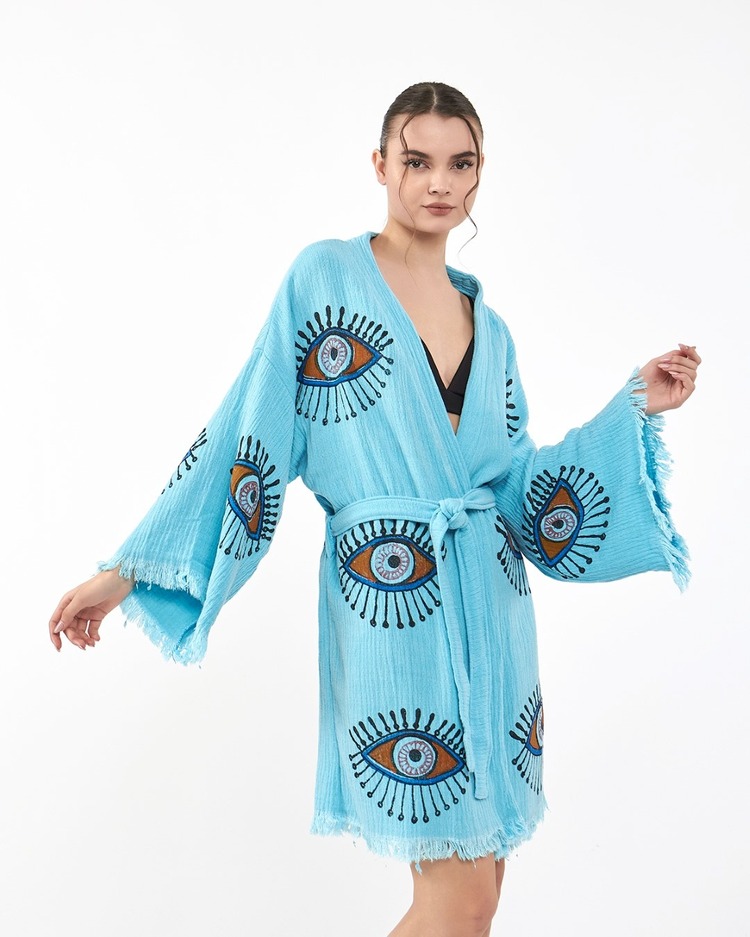 Orange Eye Baby Blue Tall Kimono