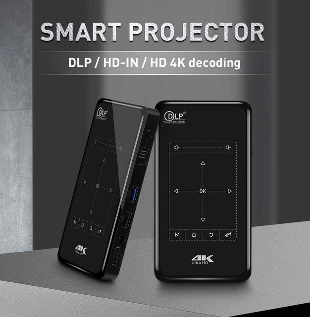 Taşınabilir bataryalı Smart Led Cep Projeksiyon Android 9.0 USB Wifi Ev Sineması Projektörü