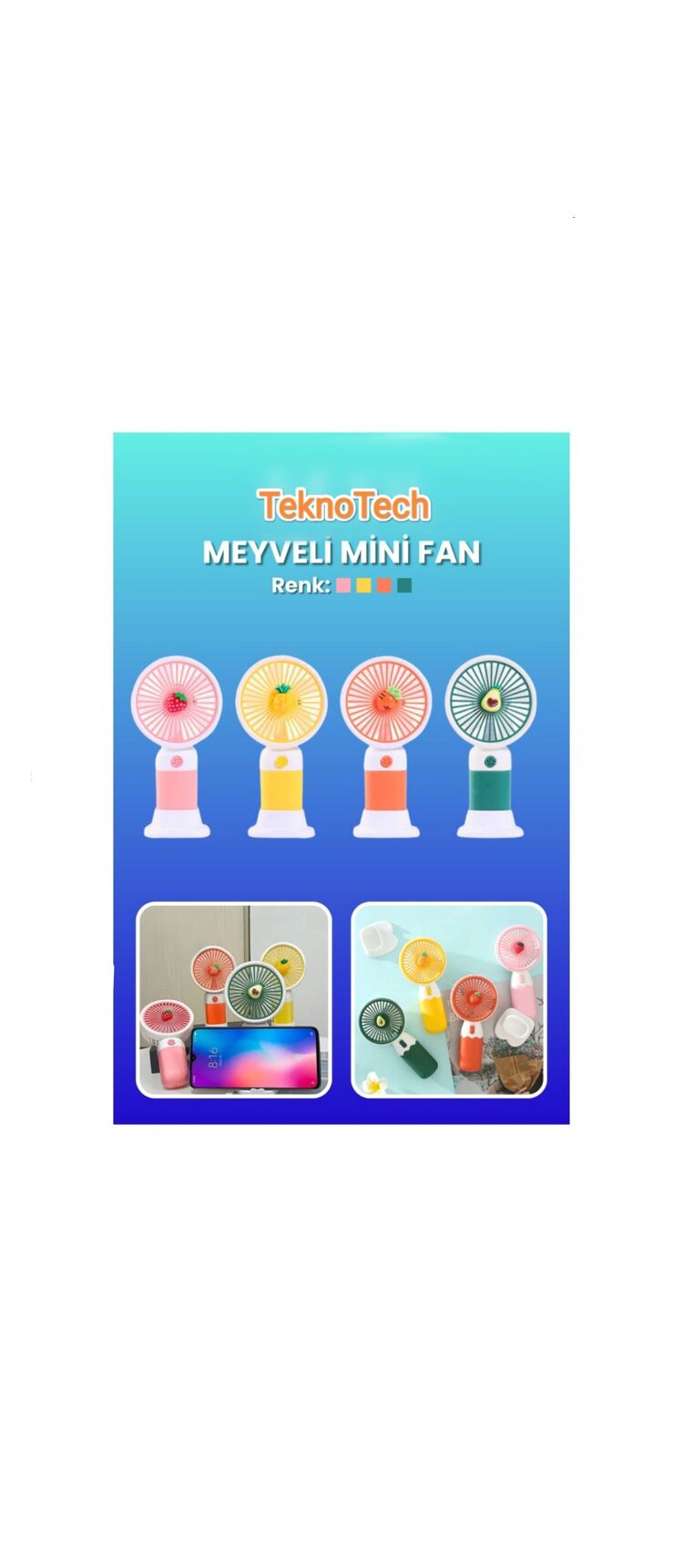 Meyveli Mini Fan (şarjlı)