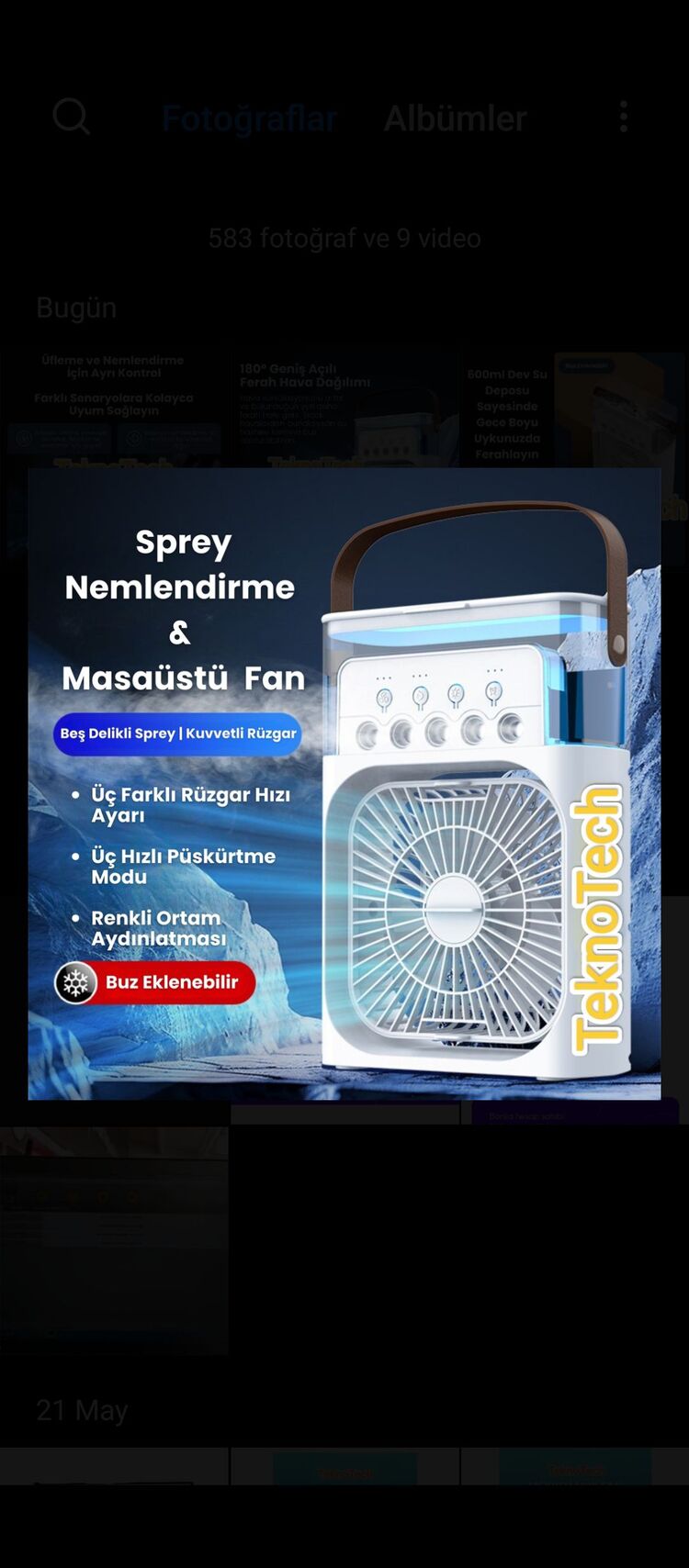 Buhar Üflemeli Masaüstü Fan

