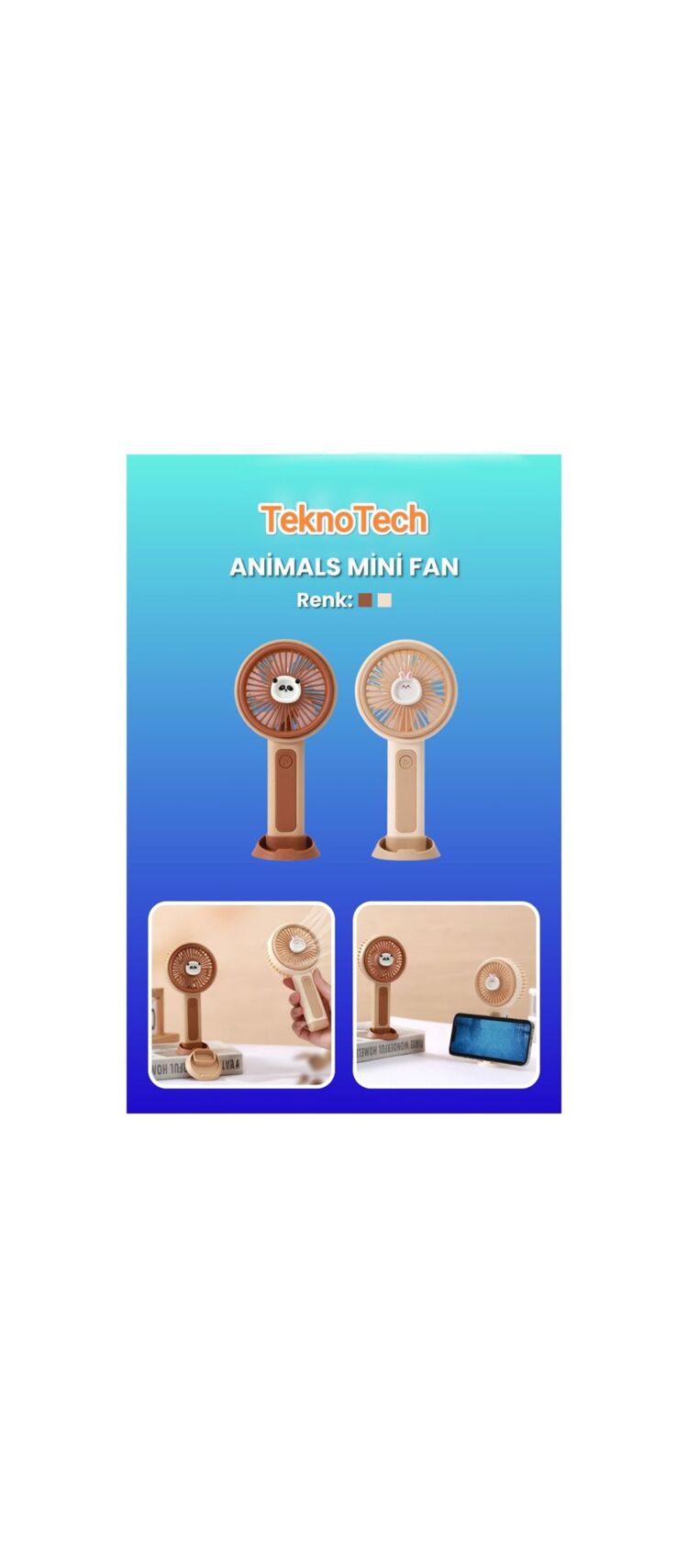 Hayvan Figürlü Mini El Fanı 
