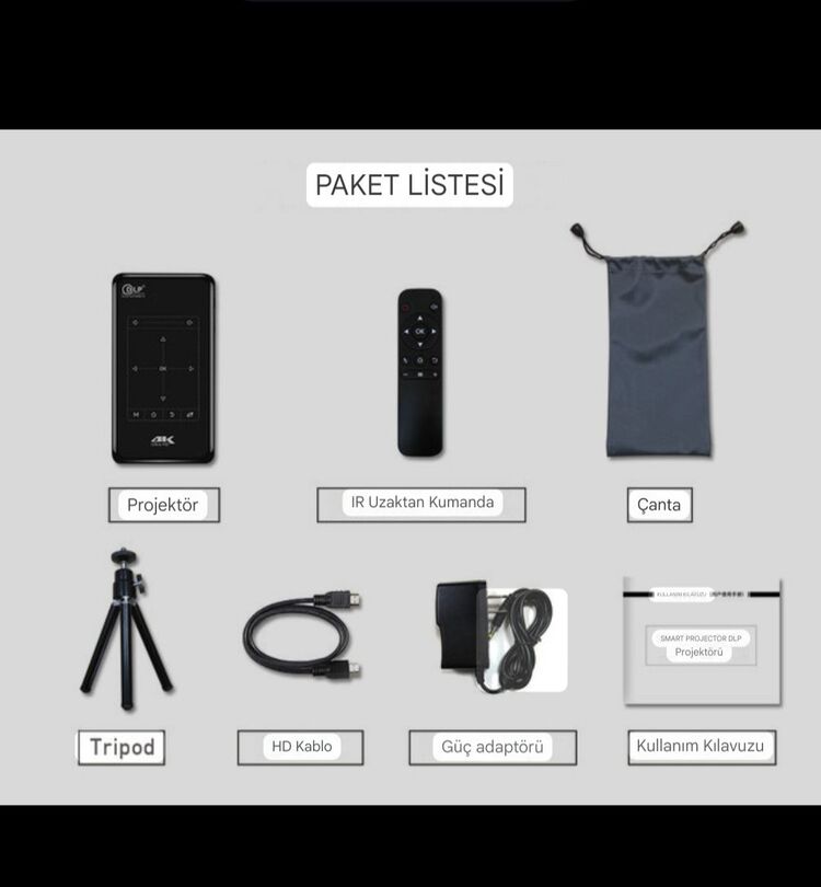 Taşınabilir bataryalı Smart Led Cep Projeksiyon Android 9.0 USB Wifi Ev Sineması Projektörü