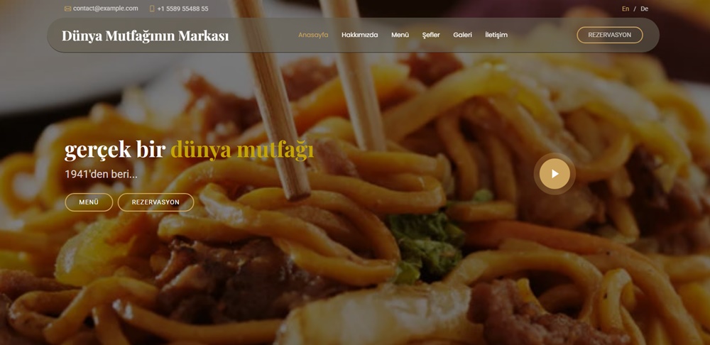 HTML Restaurant Tasarımı Tek Sayfa Bootstrap Özel Tasarım