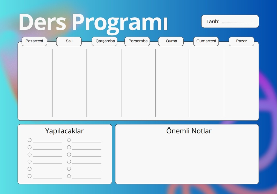 YKS KPSS DERS PLANI/PROGRAMI 7 GÜN 