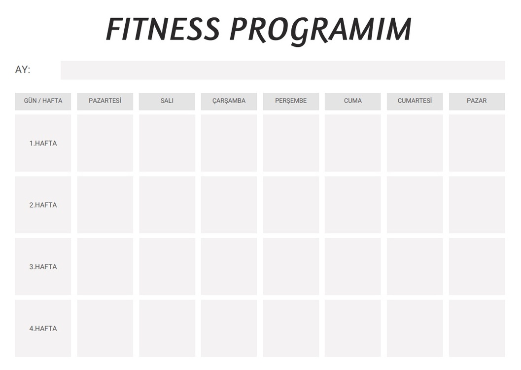 FITNESS SPOR PROGRAMI 4 HAFTA 7 GÜN
