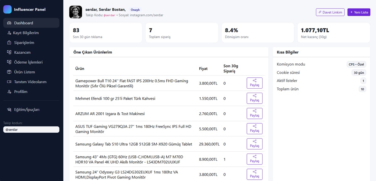 Ödeme Sayfası - Opencart İnfulancer & Satış Ortaklığı Modülü