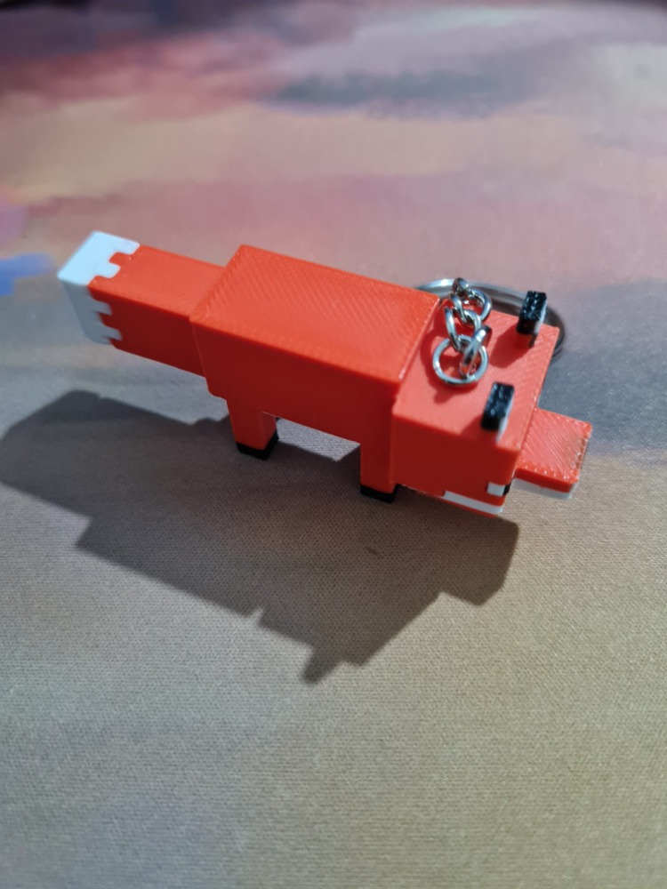 Minecraft Temalı Tilki Anahtarlık - 3D Piksel Turuncu Figür Çanta Süsü