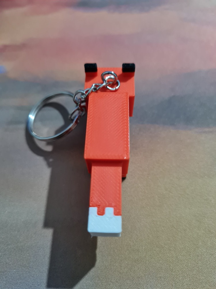 Minecraft Temalı Tilki Anahtarlık - 3D Piksel Turuncu Figür Çanta Süsü