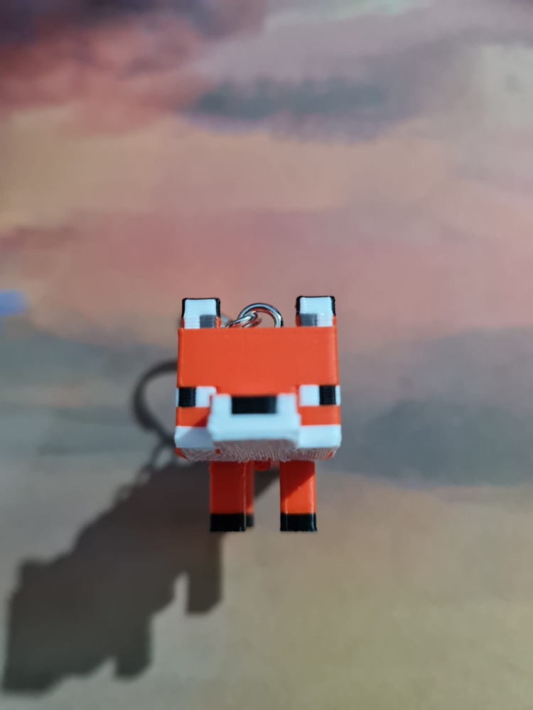 Minecraft Temalı Tilki Anahtarlık - 3D Piksel Turuncu Figür Çanta Süsü