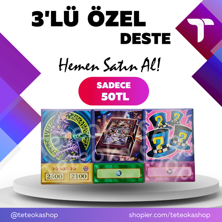 3'lü Özel Deste (dark magician, dark book,magic hats)