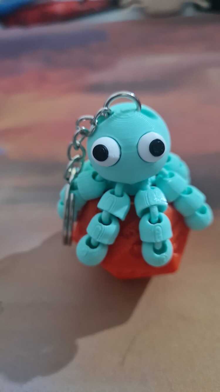 Sevimli 3D Baskı Oynar Kollu Ahtapot Anahtarlık 