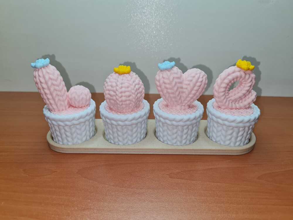 LOVE Kaktüs Biblo – 3D Baskı Dekoratif Parça