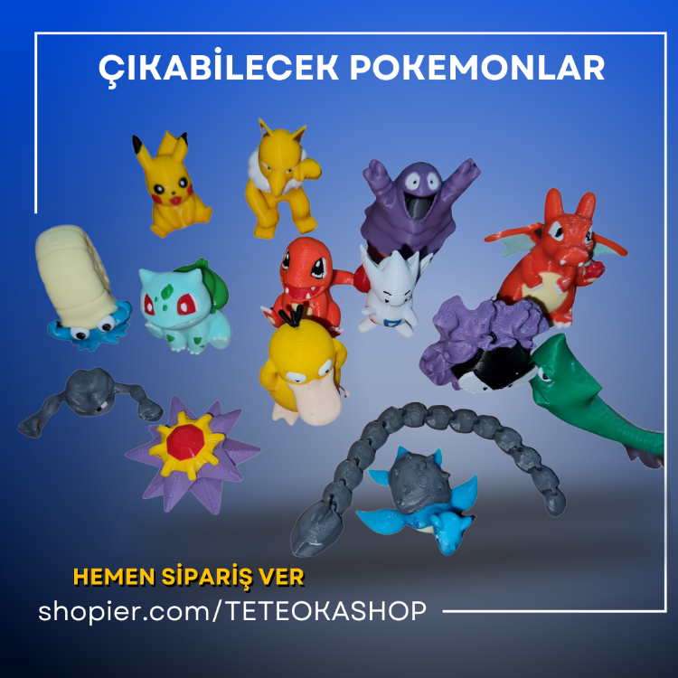 3D Baskı Sürpriz Mavi Pokemon Yumurtası