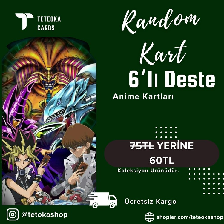 Random Kart 6'lı Deste (Anime Kartları)
