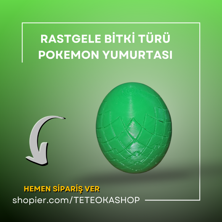Random Bitki (Yeşil) Pokemon Yumurtası - 3D Baskı (Tekli)