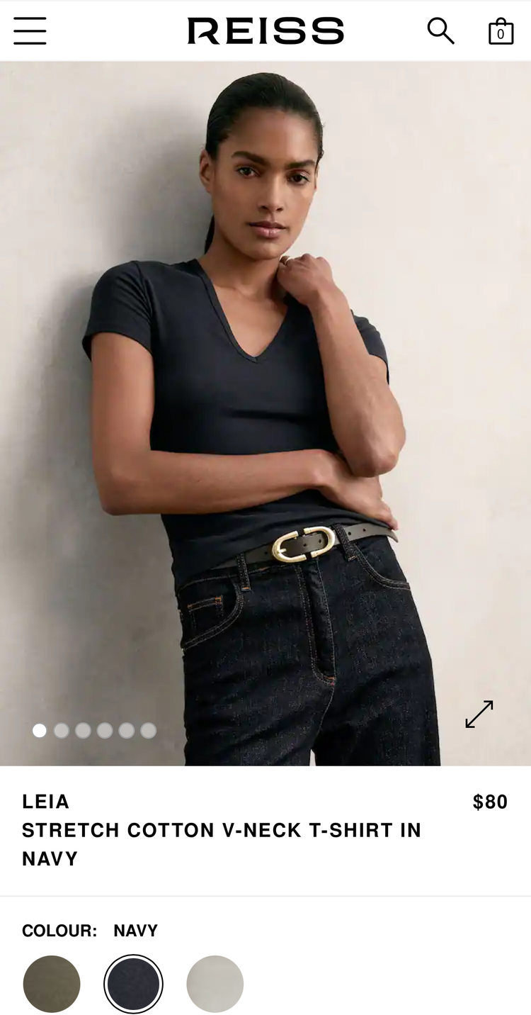 Reiss Leia V Yaka T-Shirt - Lacivert