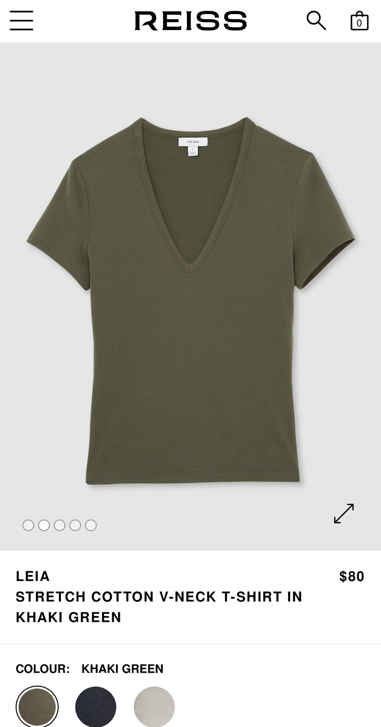 Reiss Leia V Yaka T-Shirt - Haki